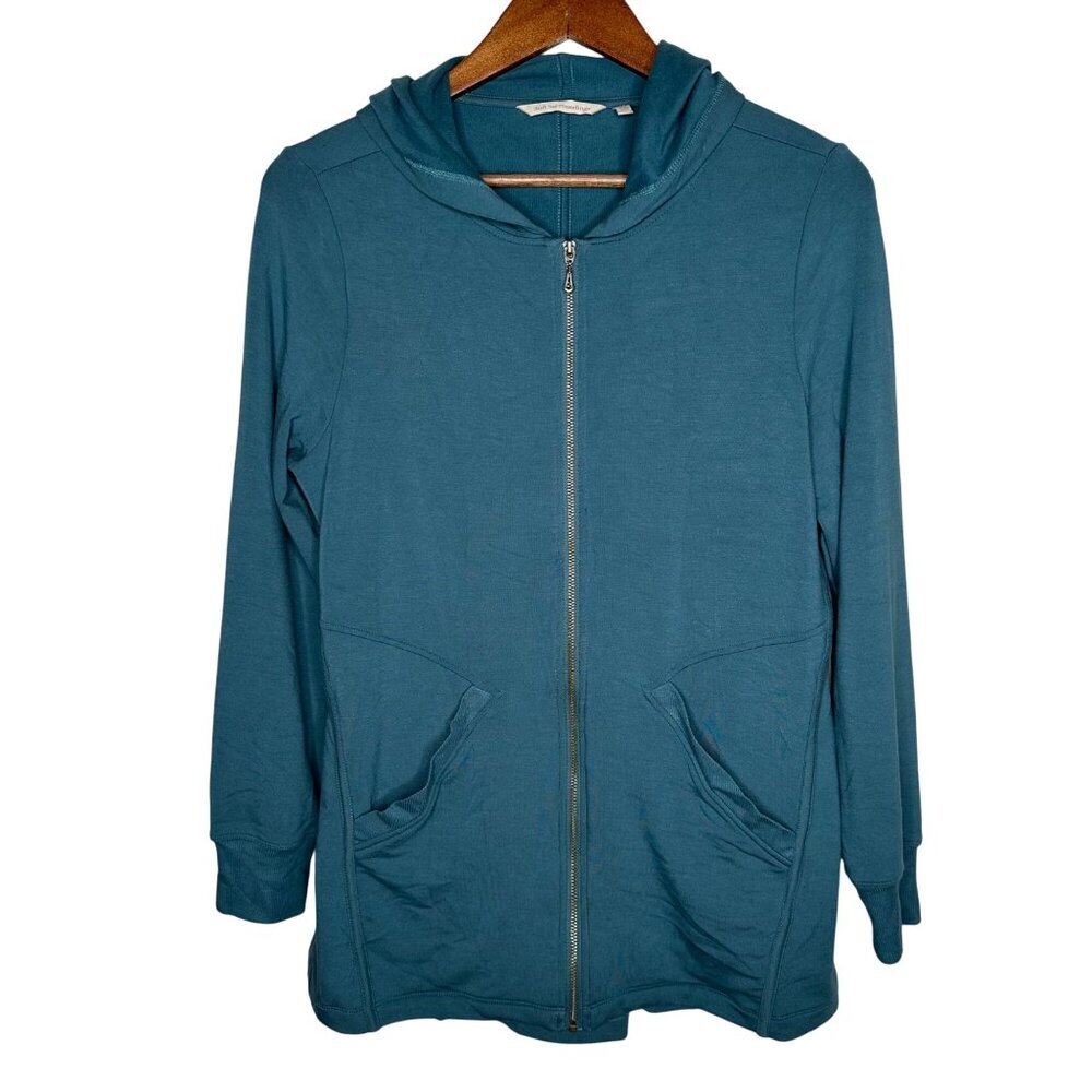 Soft Surroundings‎ hooded jacket green zip up Sz Small